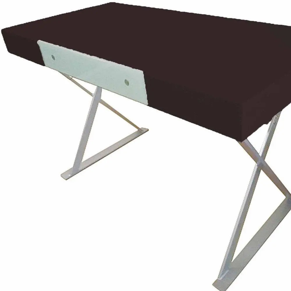 48" Espresso and Silver Wood and Metal Computer Desk - NOBLE HOME INTERIORS