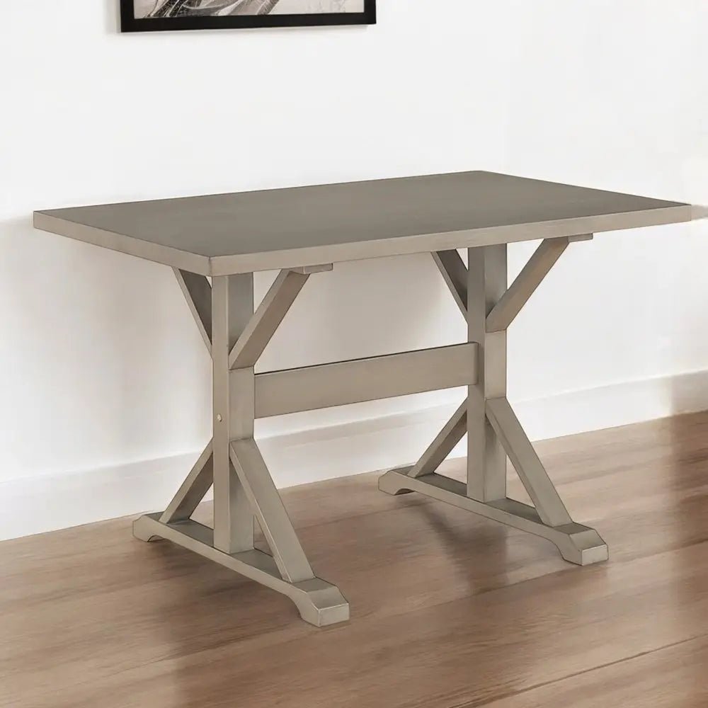 48" Gray Solid Wood Trestle Writing Desk - NOBLE HOME INTERIORS