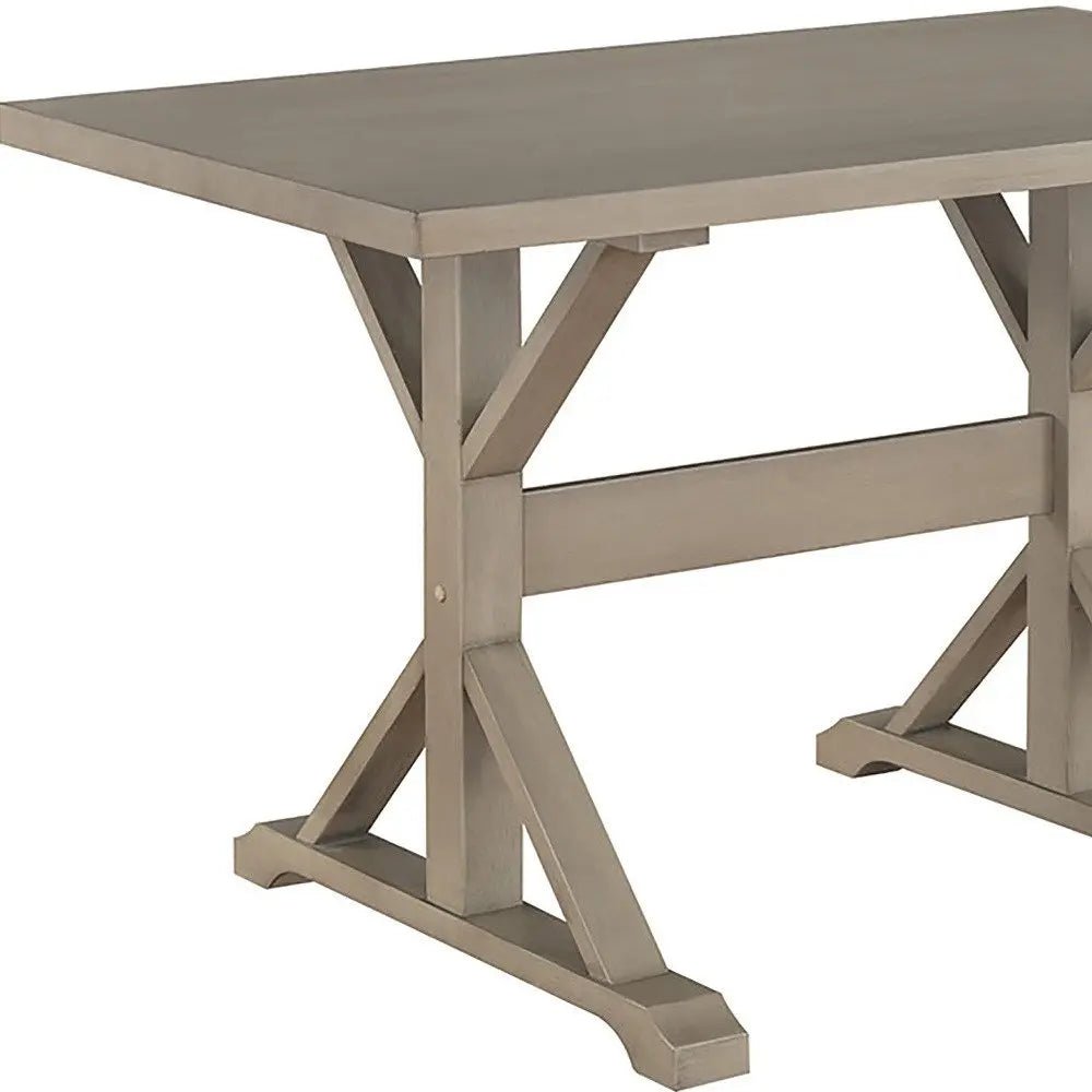 48" Gray Solid Wood Trestle Writing Desk - NOBLE HOME INTERIORS