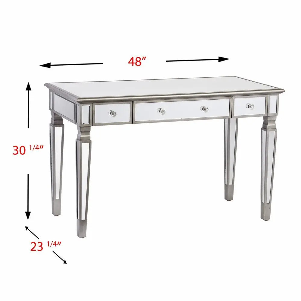 48" Silver Mirrored With Three Drawers - NOBLE HOME INTERIORS