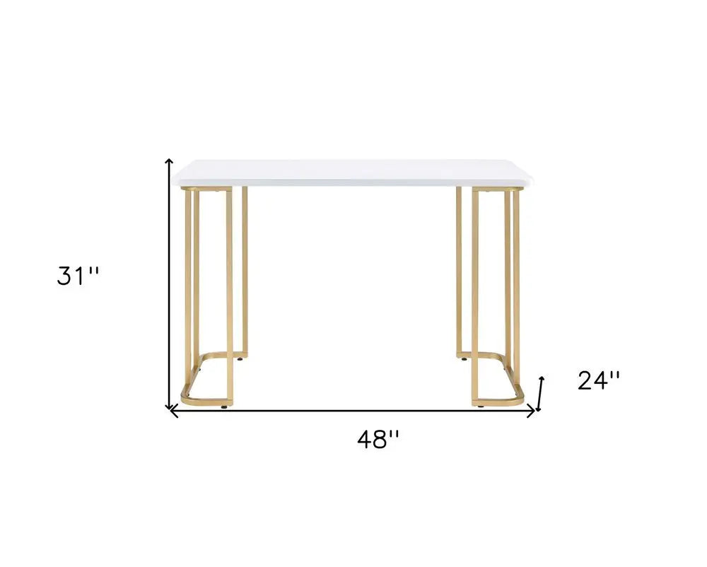 48" White and Gold Writing Desk - NOBLE HOME INTERIORS