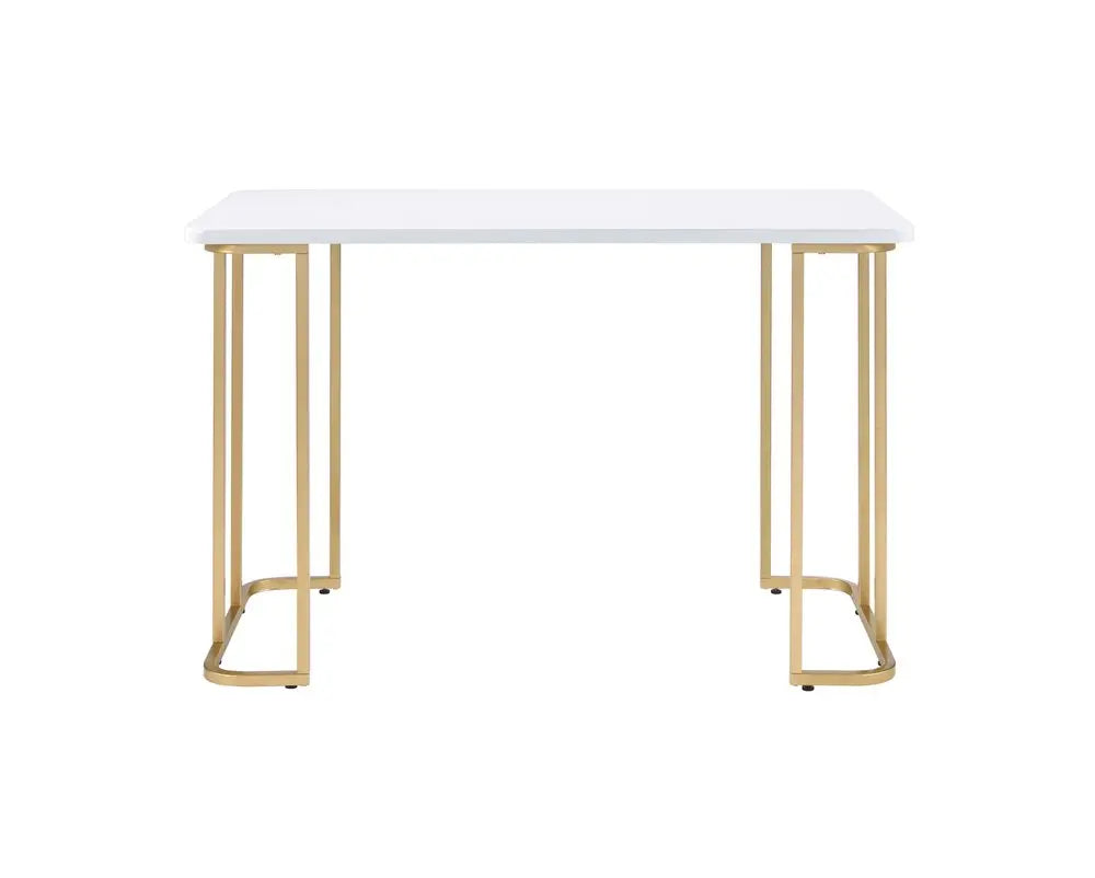 48" White and Gold Writing Desk - NOBLE HOME INTERIORS