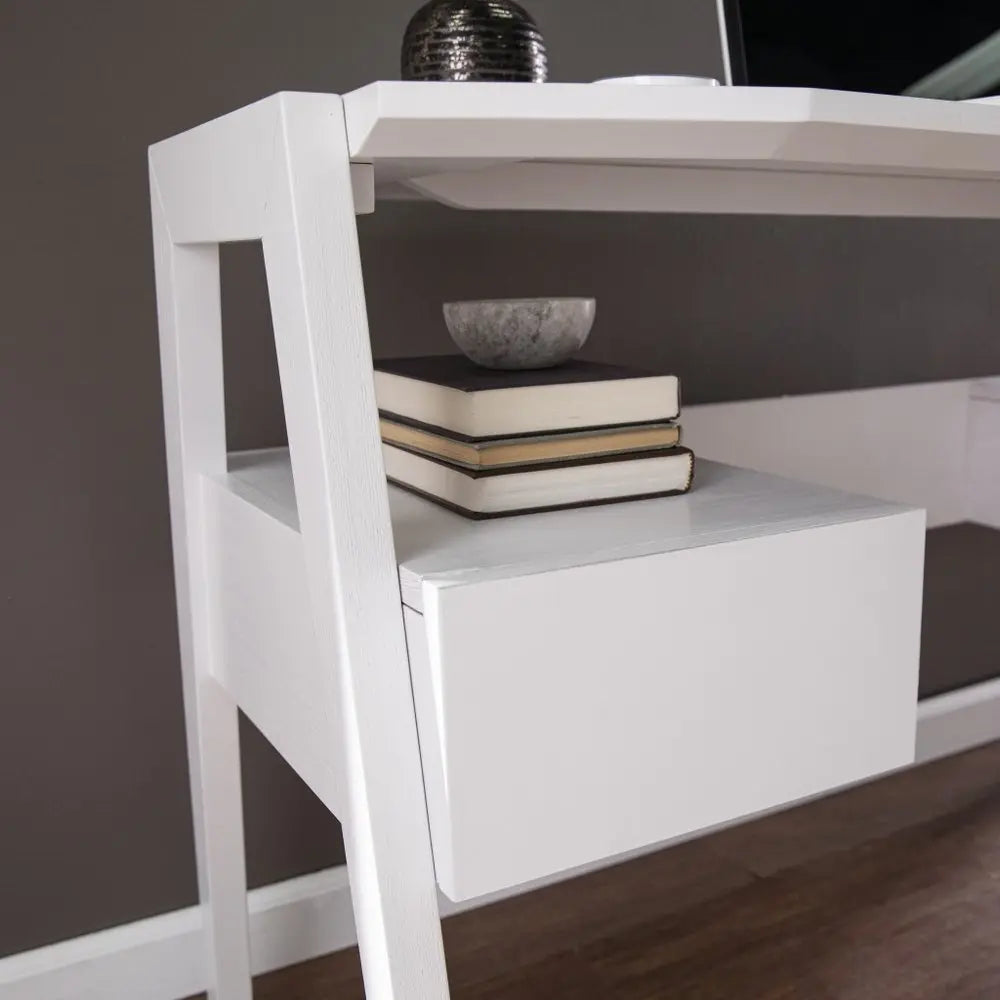 48" White Writing Desk With Two Drawers - NOBLE HOME INTERIORS