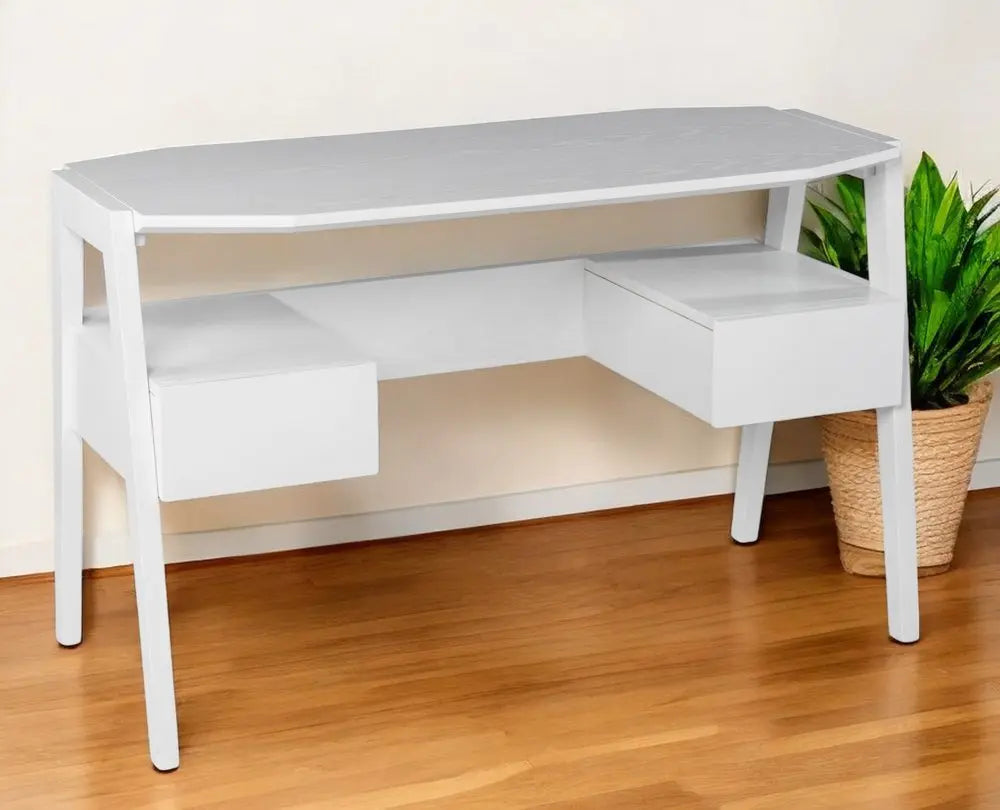 48" White Writing Desk With Two Drawers - NOBLE HOME INTERIORS