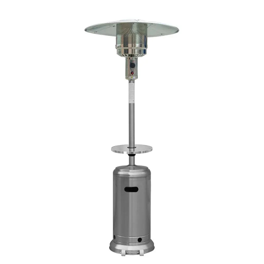 48000 BTU Silver Steel Propane Cylindrical Pole Standing Patio Heater - NOBLE HOME INTERIORS