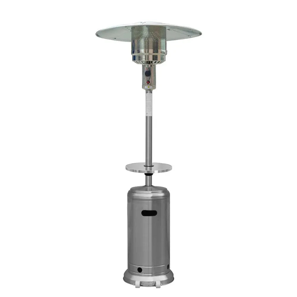 48000 BTU Silver Steel Propane Cylindrical Pole Standing Patio Heater - NOBLE HOME INTERIORS