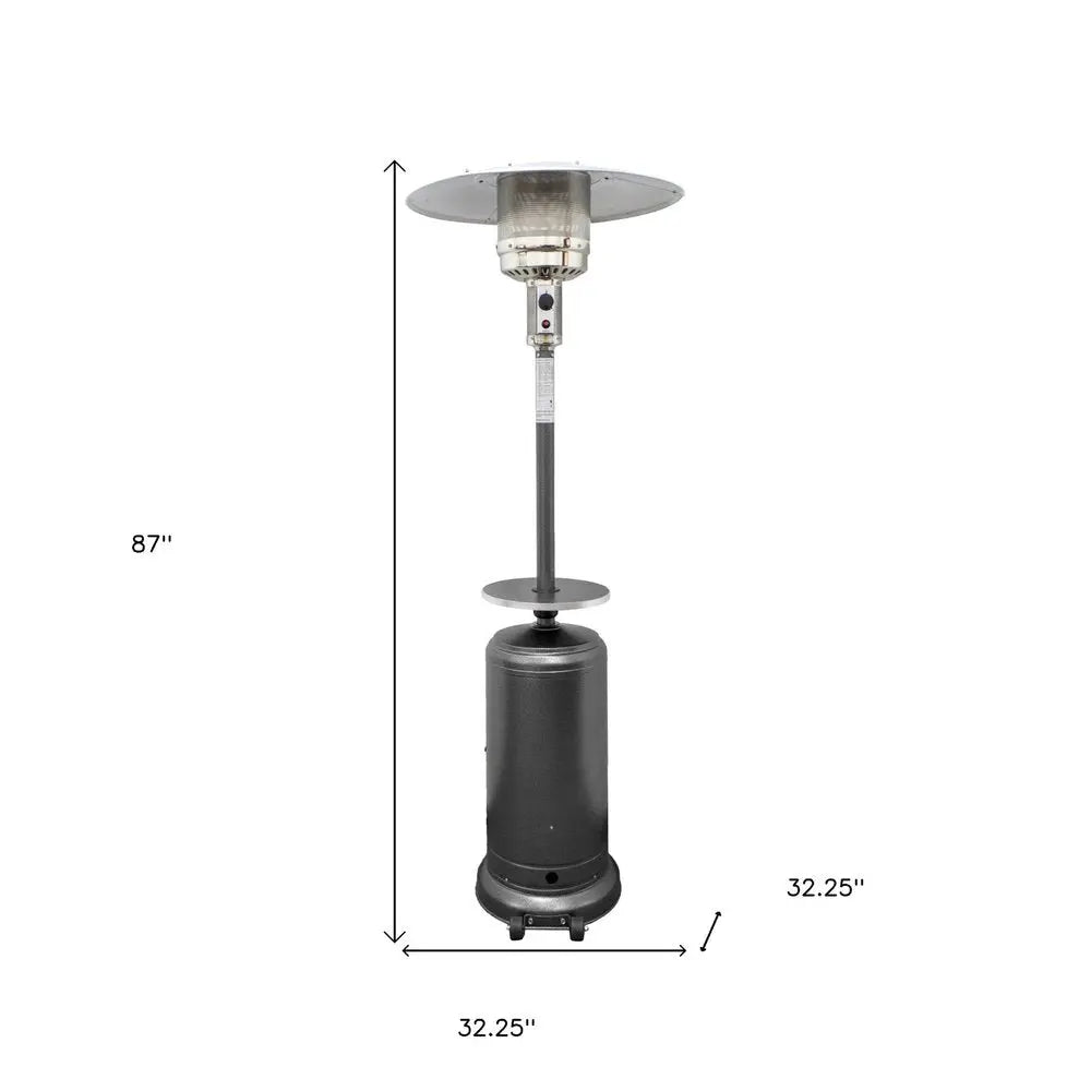 48000 BTU Silver Steel Propane Cylindrical Pole Standing Patio Heater - NOBLE HOME INTERIORS