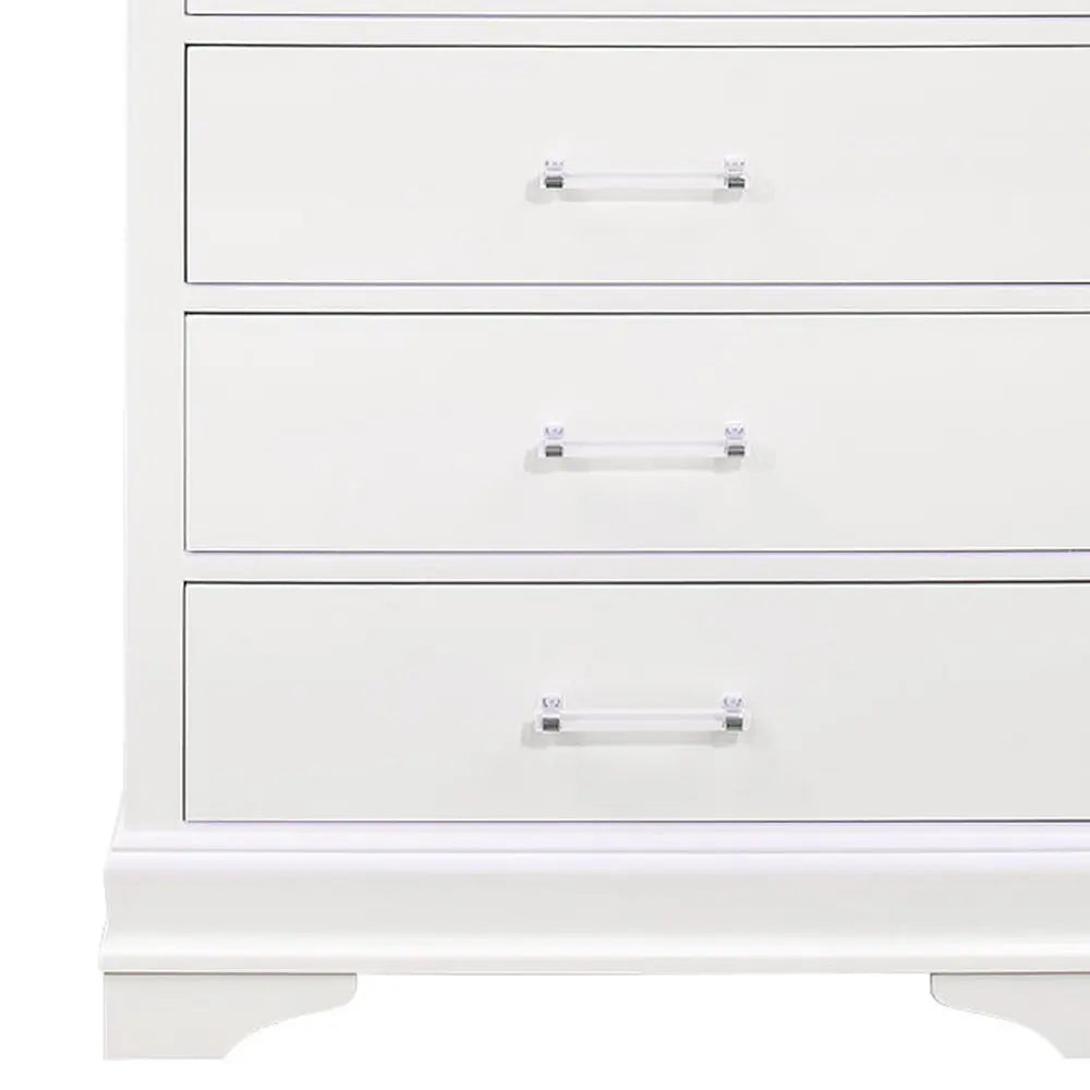 59" White Solid Wood Six Drawer Double Dresser with LED HomeRoots