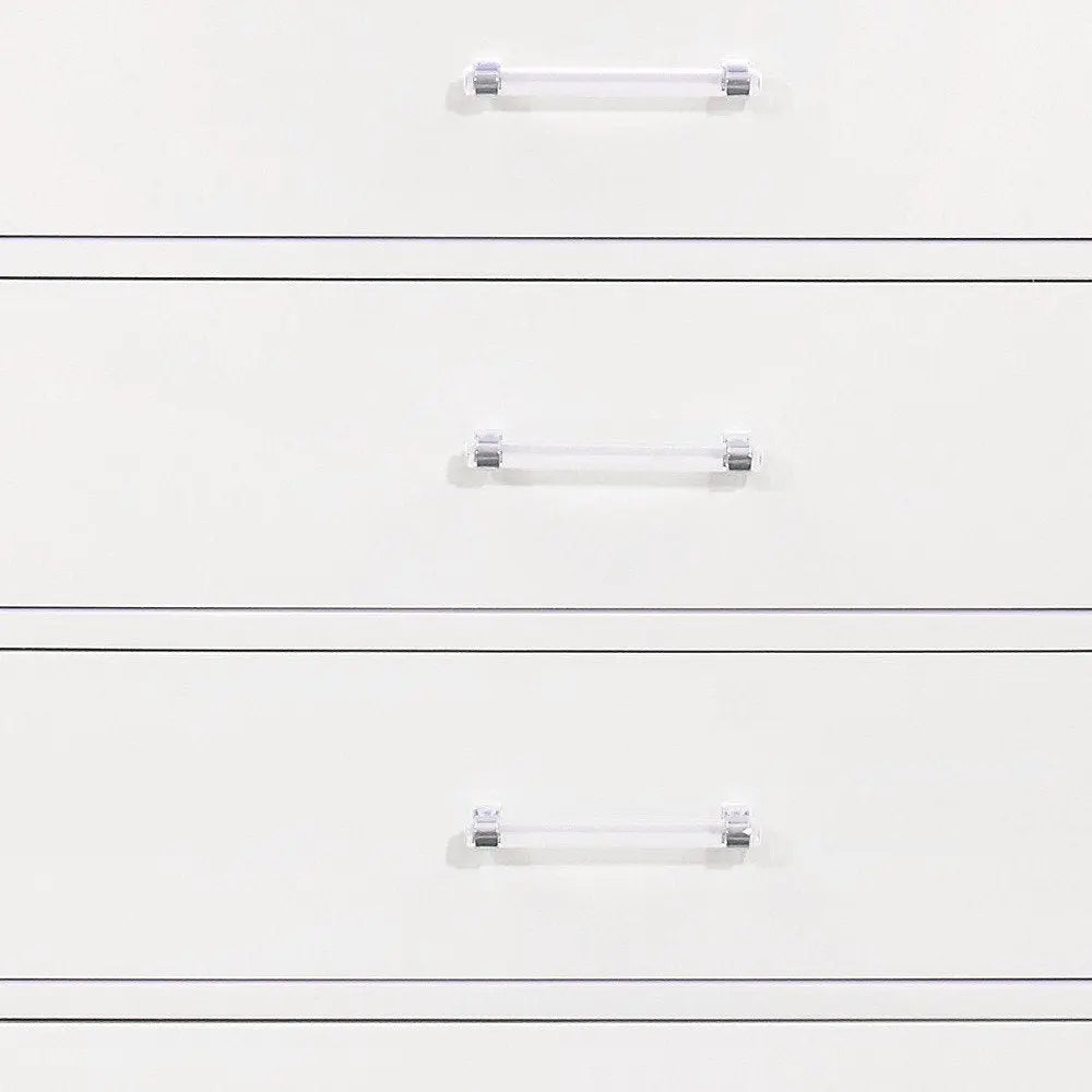 59" White Solid Wood Six Drawer Double Dresser with LED HomeRoots