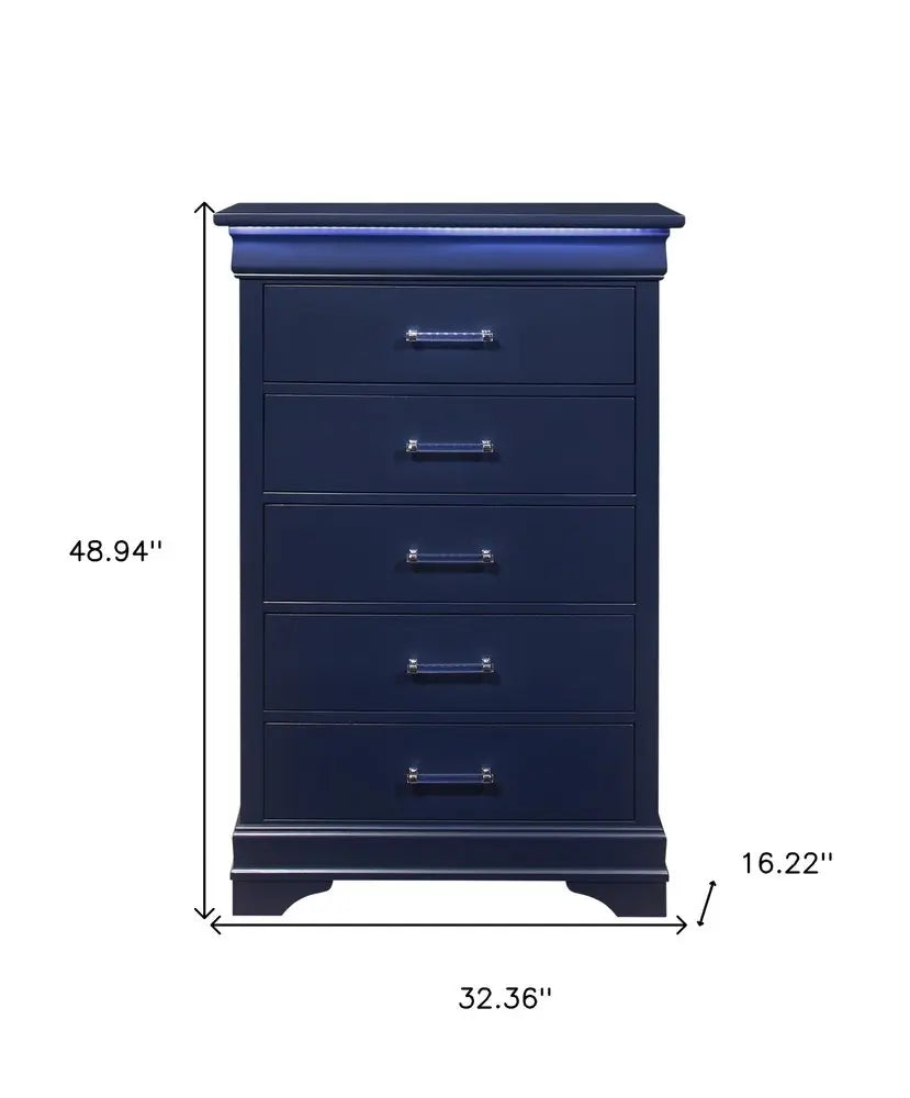 59" White Solid Wood Six Drawer Double Dresser with LED HomeRoots