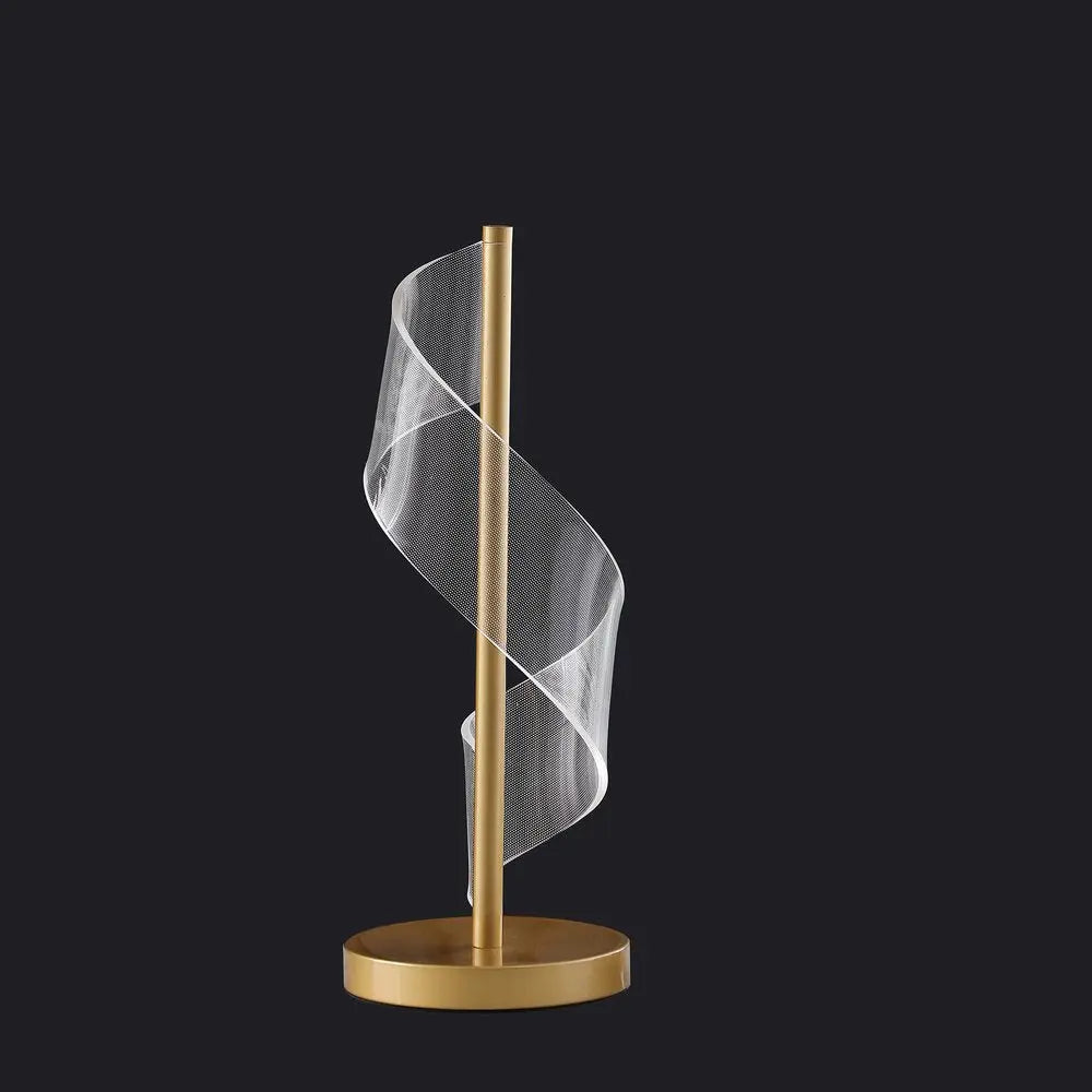 19" Gold Modern Swirl Metal and  Acrylic LED Table Lamp HomeRoots