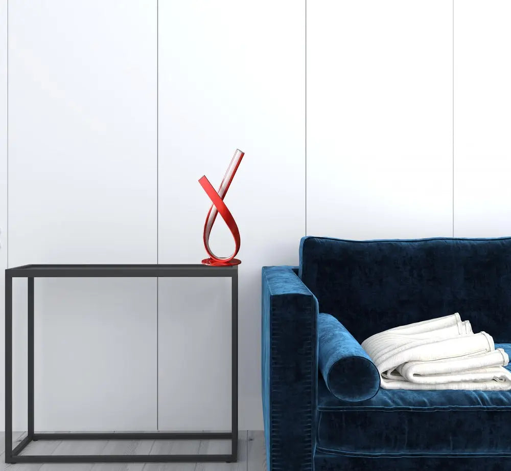 17" Red Modern Abstract Ribbons Table Lamp HomeRoots
