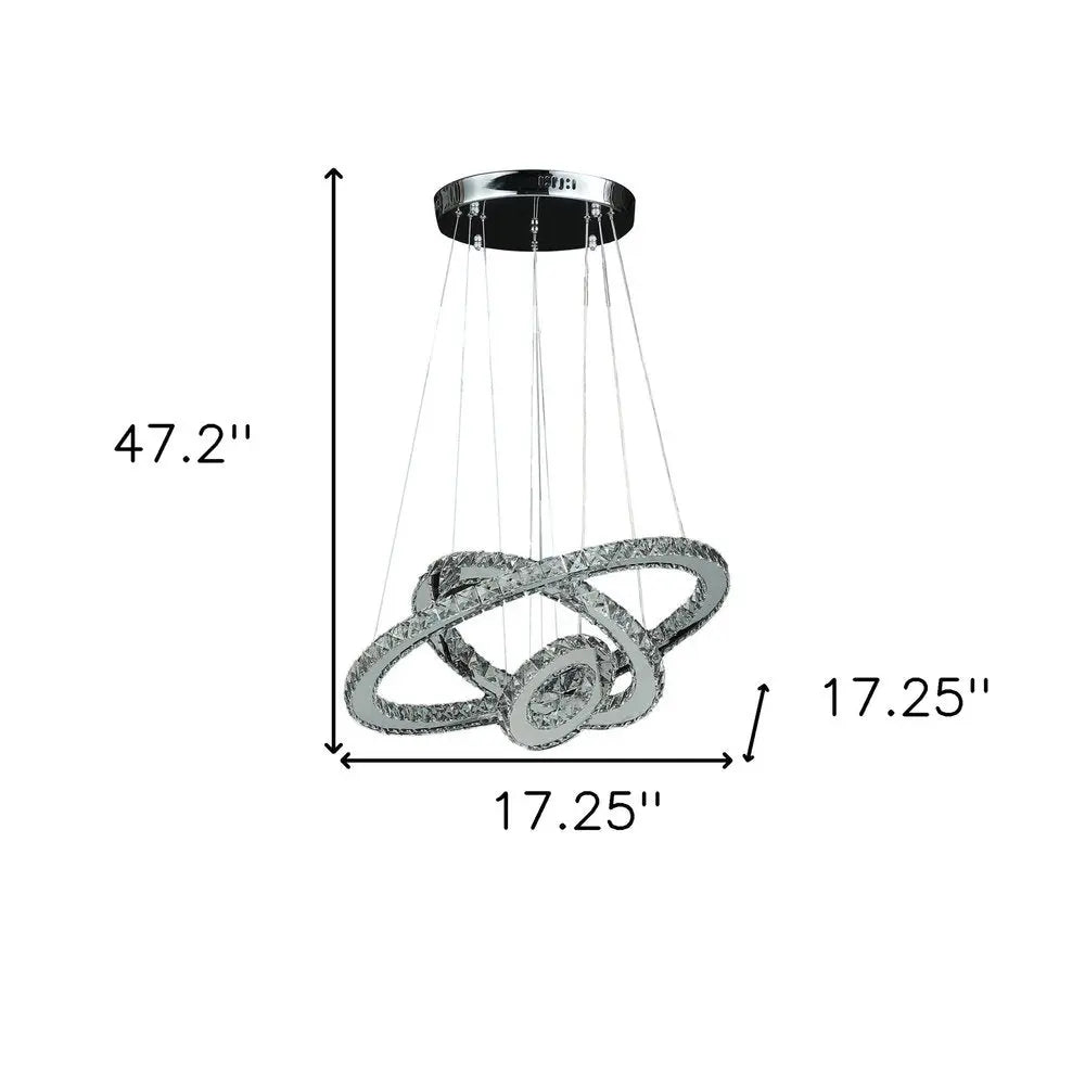 Silver Metal and Crystals LED Dimmable Chandelier HomeRoots