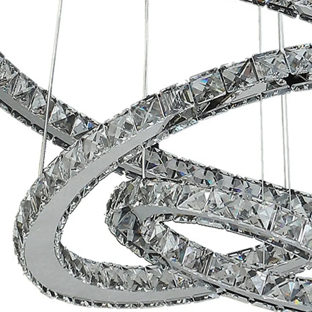 Silver Metal and Crystals LED Dimmable Chandelier HomeRoots