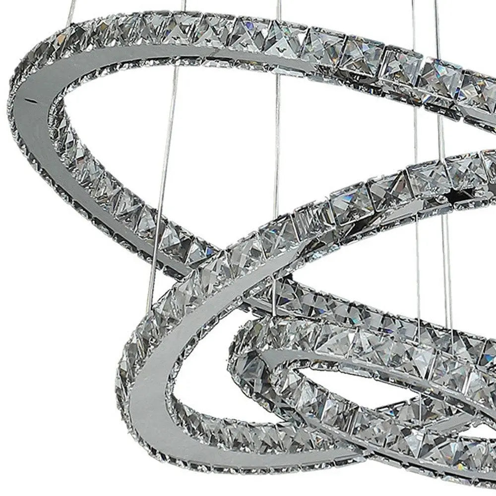 Silver Metal and Crystals LED Dimmable Chandelier HomeRoots