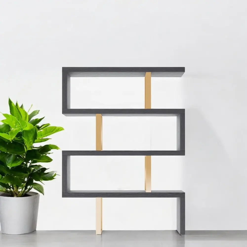 Gold And Gray Four Tier Bookcase HomeRoots