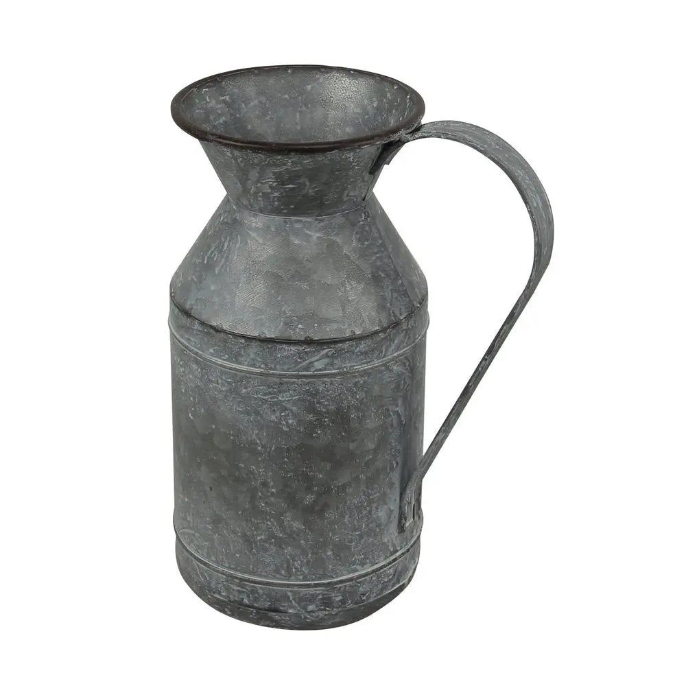 11" Gray Metal Jug Vase HomeRoots
