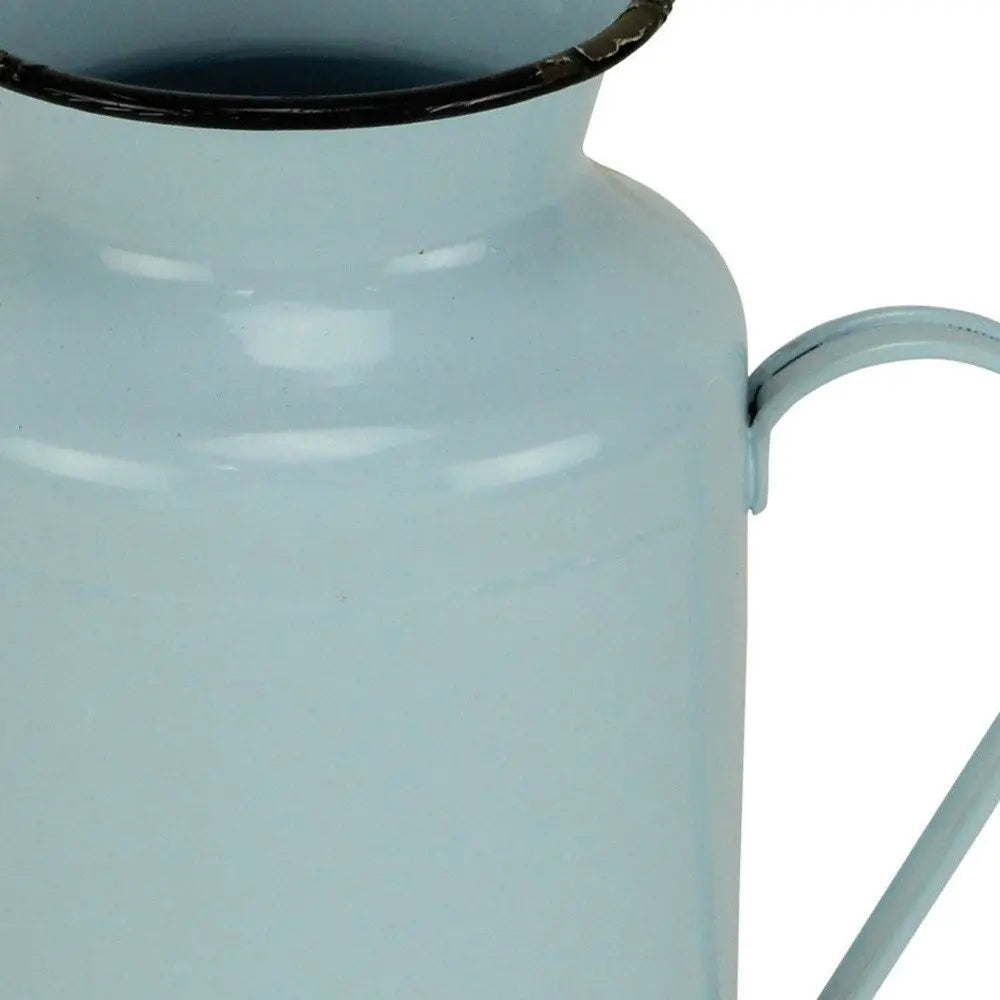 10" Blue and Black Metal Jug Vase HomeRoots
