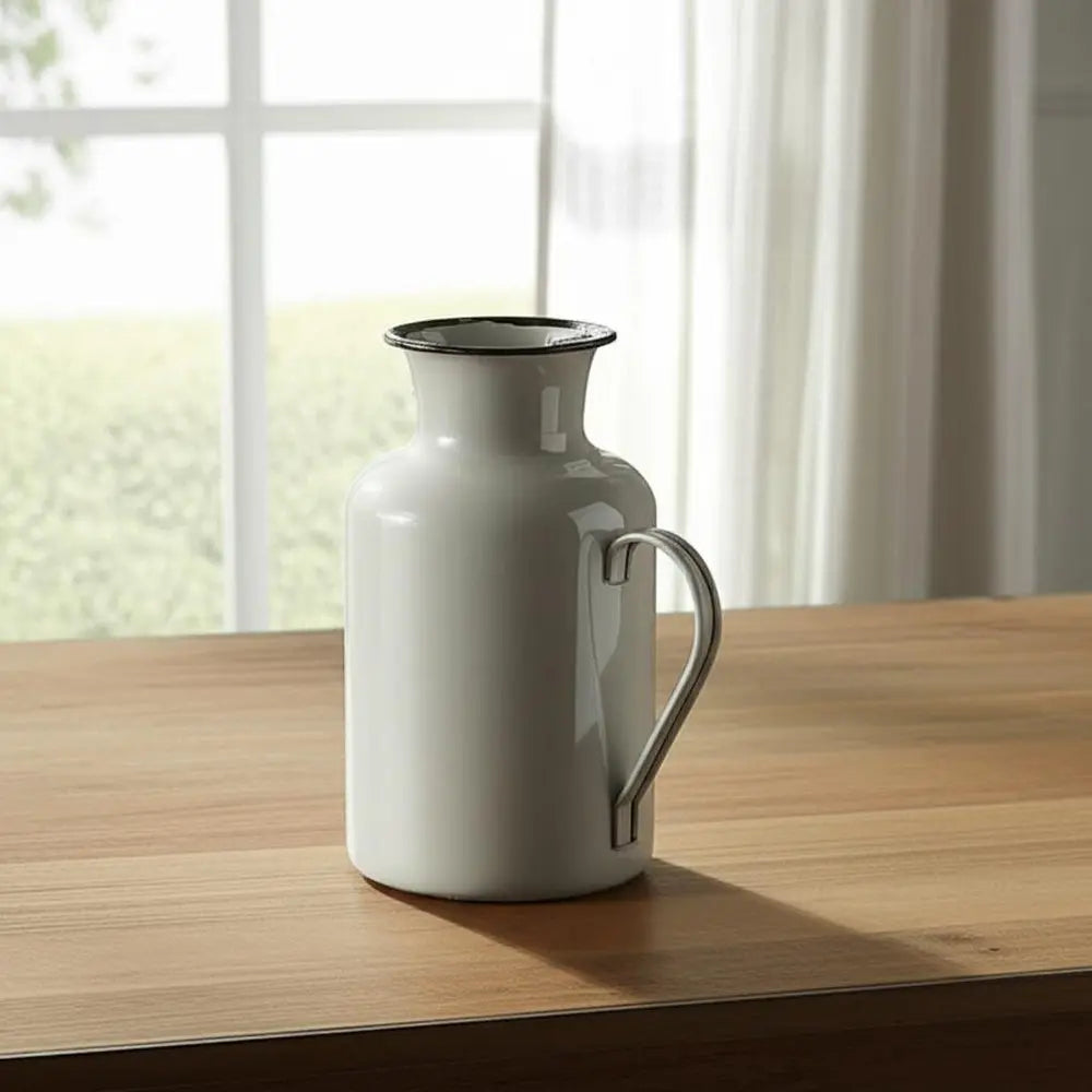 8" Gray and Black Metal Jug Vase HomeRoots