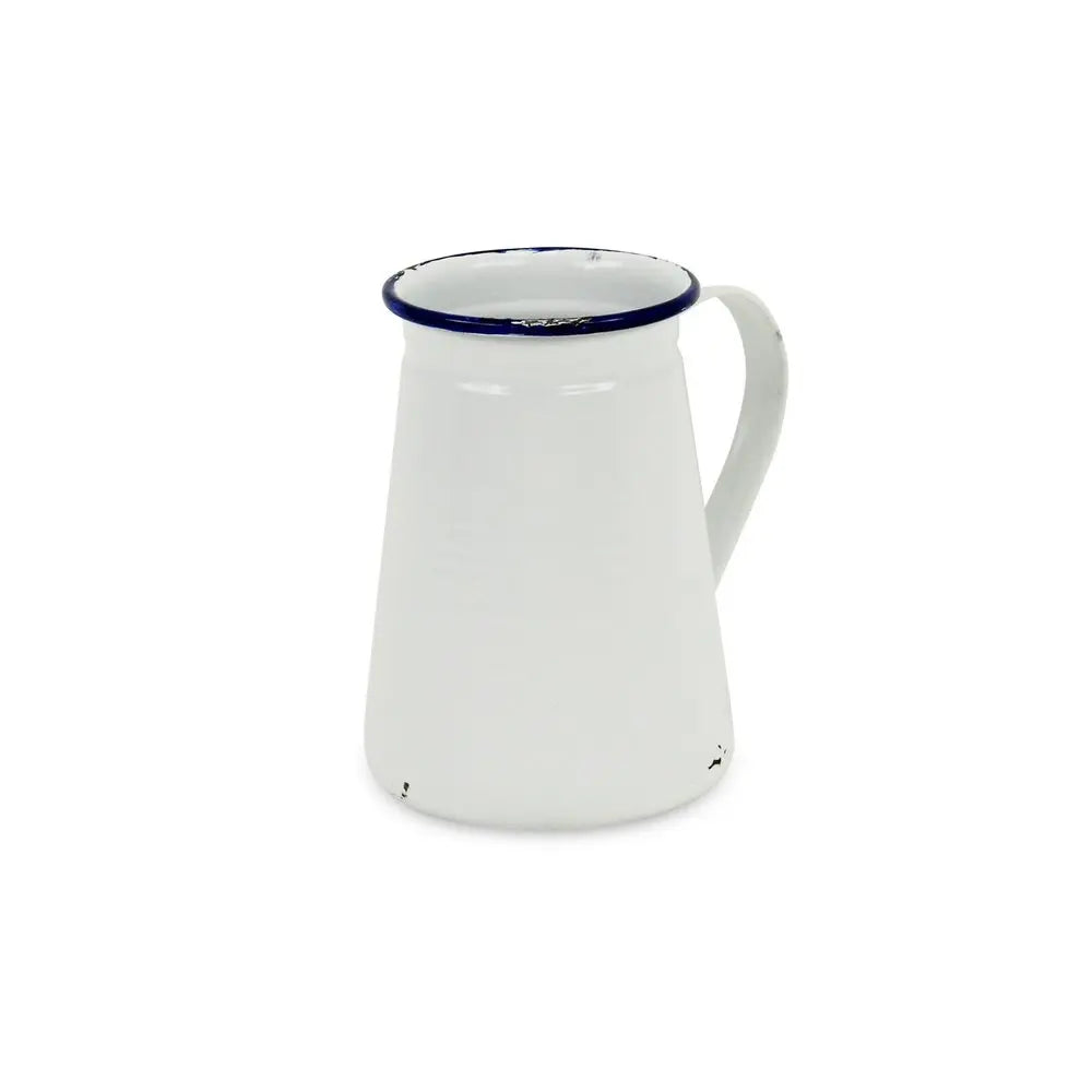 6" White and Blue Metal Jug Vase HomeRoots