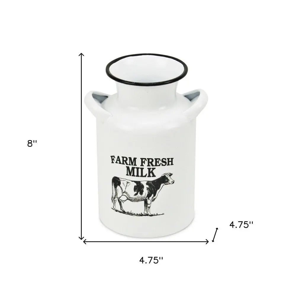 8" Black And White Metal Jug Vase HomeRoots