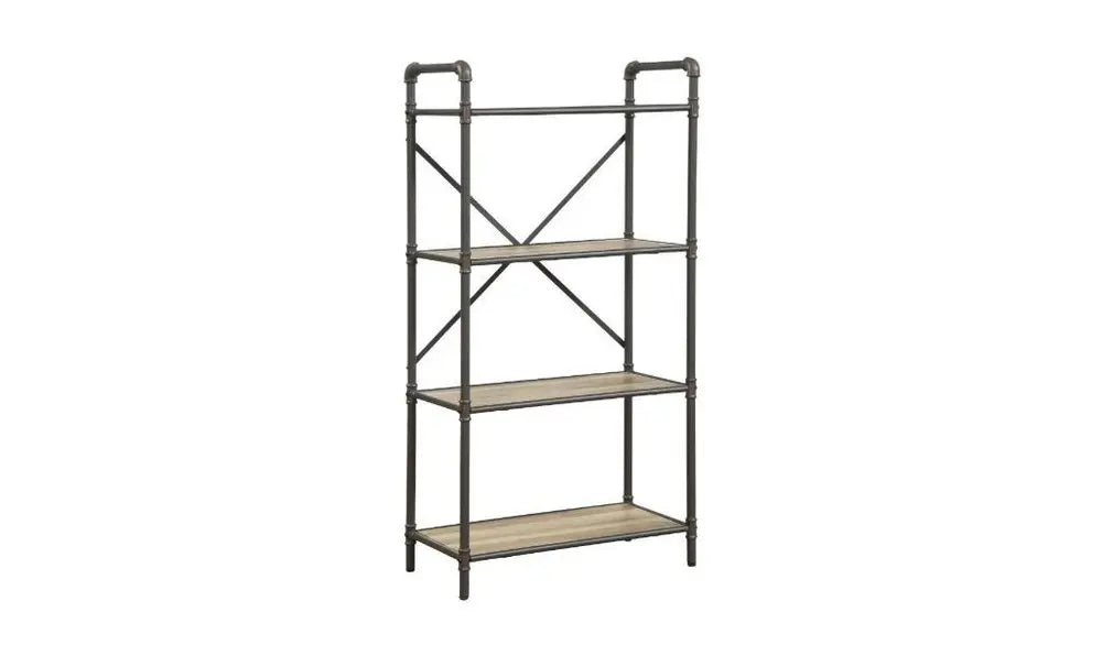 49" Gray Brown Metal Four Tier Etagere Bookcase HomeRoots