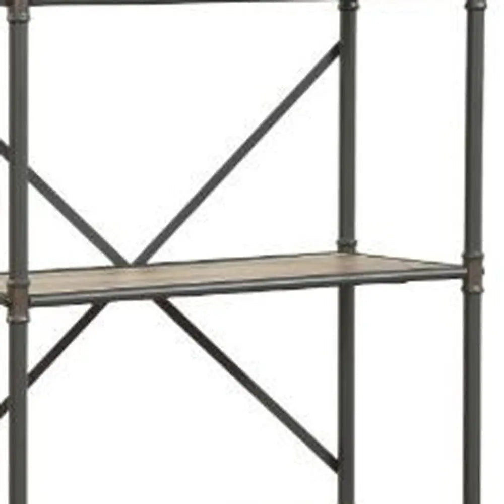 49" Gray Brown Metal Four Tier Etagere Bookcase HomeRoots