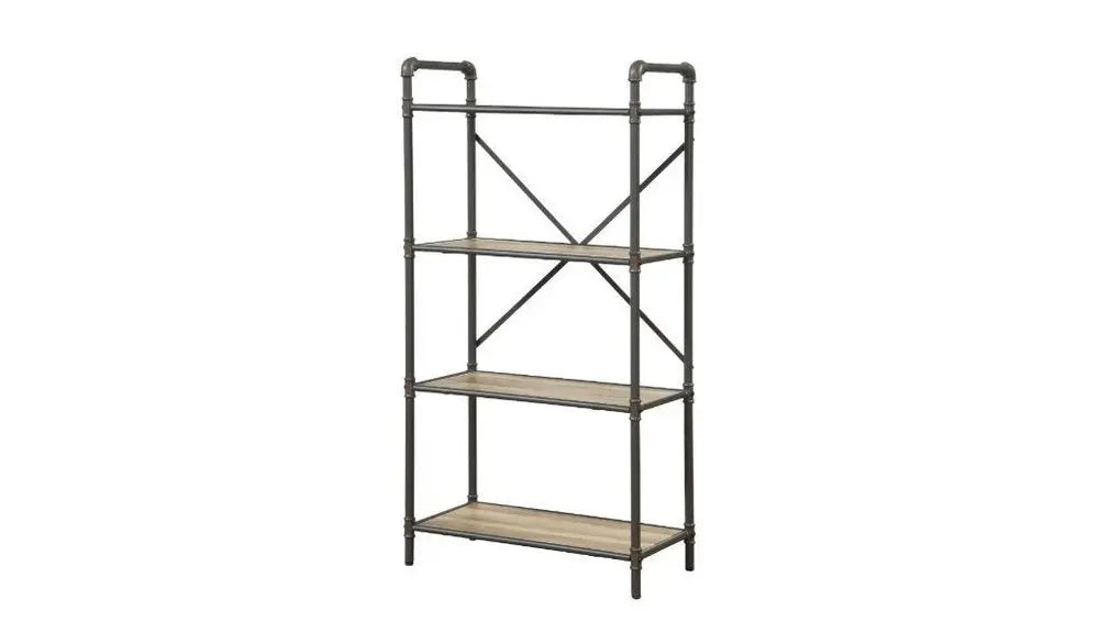 49" Gray Brown Metal Four Tier Etagere Bookcase HomeRoots