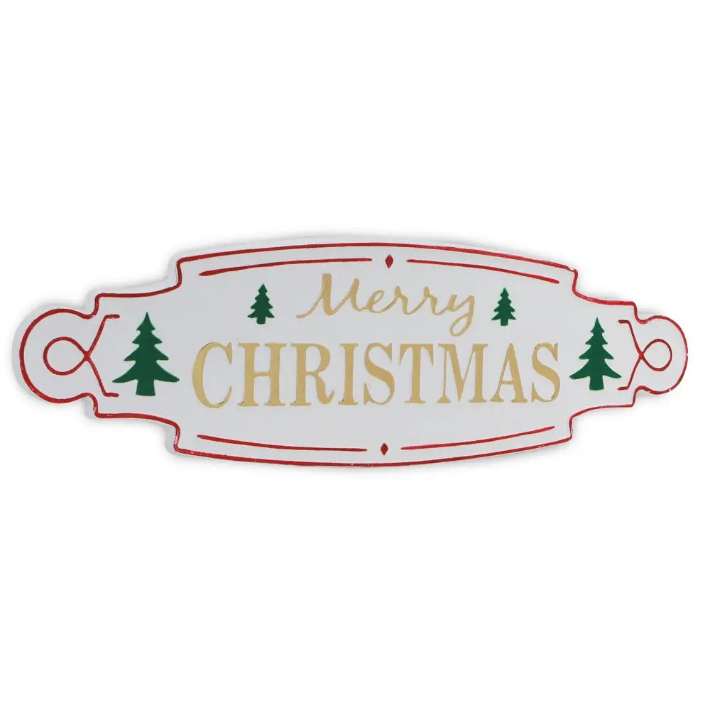 11" X 36" White Green and Red Merry Christmas Metal Wall Decor HomeRoots