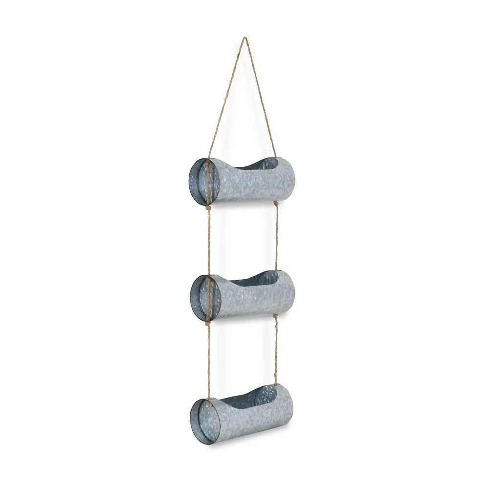 Silver Galvanized Metal Three Tier Hanging Planter HomeRoots
