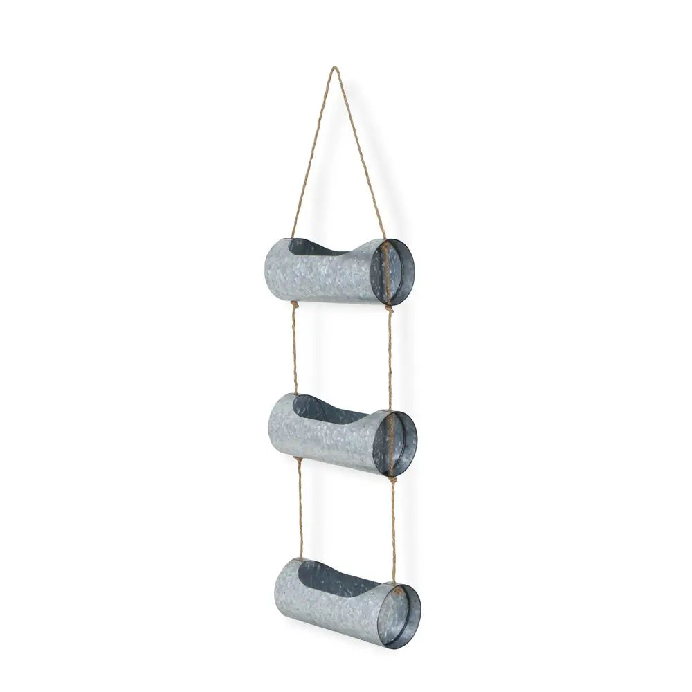 Silver Galvanized Metal Three Tier Hanging Planter HomeRoots