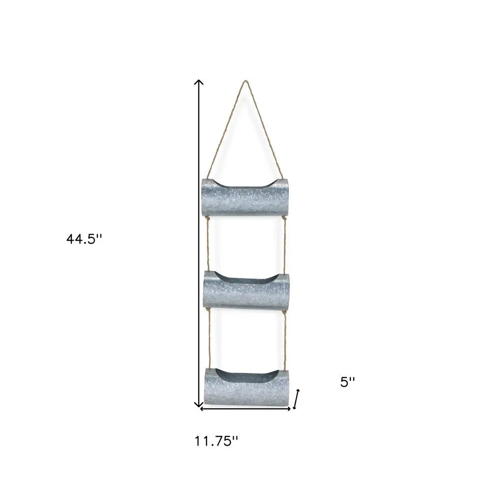 Silver Galvanized Metal Three Tier Hanging Planter HomeRoots
