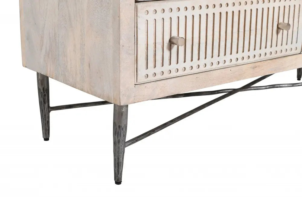 48" Brushed Ivory Solid Wood Six Drawer Double Dresser HomeRoots