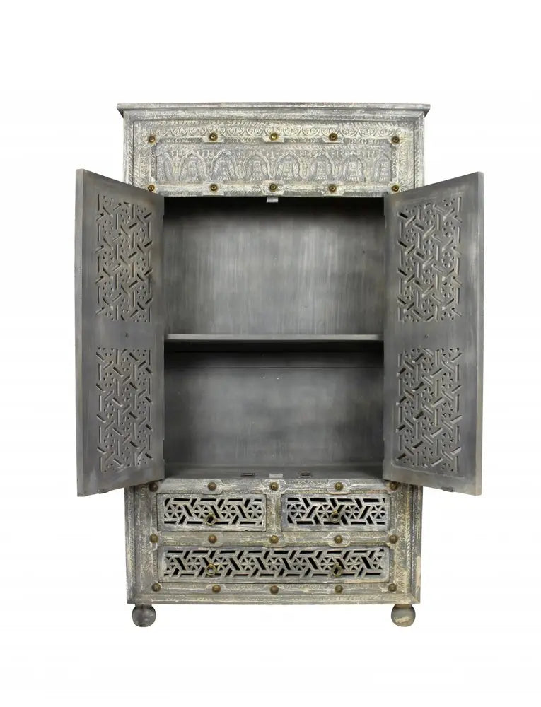 42" Aged Gray Solid Wood Three Drawer Gentleman's Chest HomeRoots