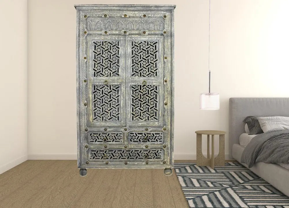 42" Aged Gray Solid Wood Three Drawer Gentleman's Chest HomeRoots