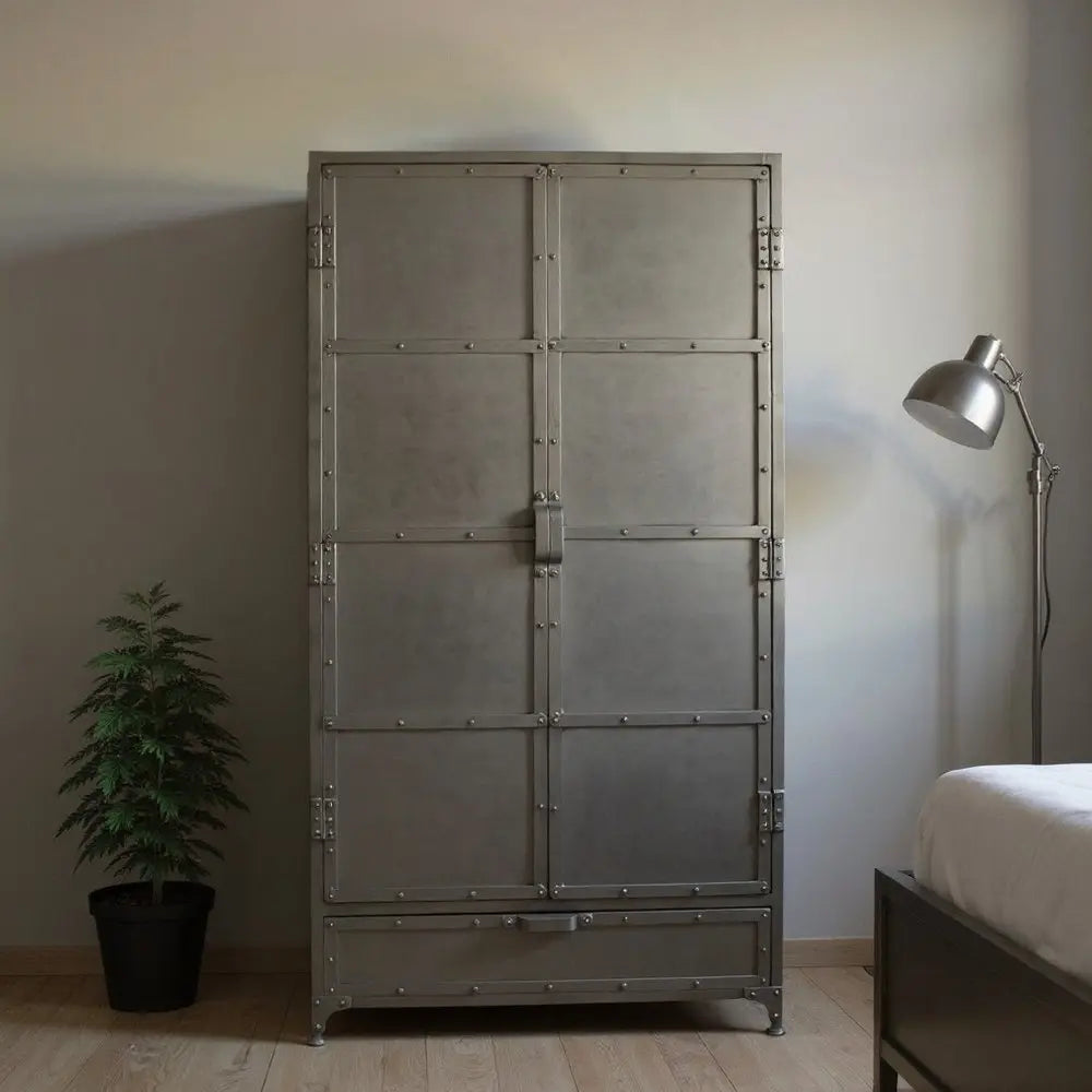 36" Silver Iron Drawer Combo Dresser HomeRoots