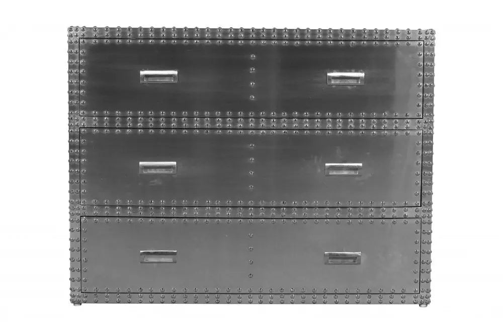 42" Silver Aluminum Three Drawer Dresser HomeRoots