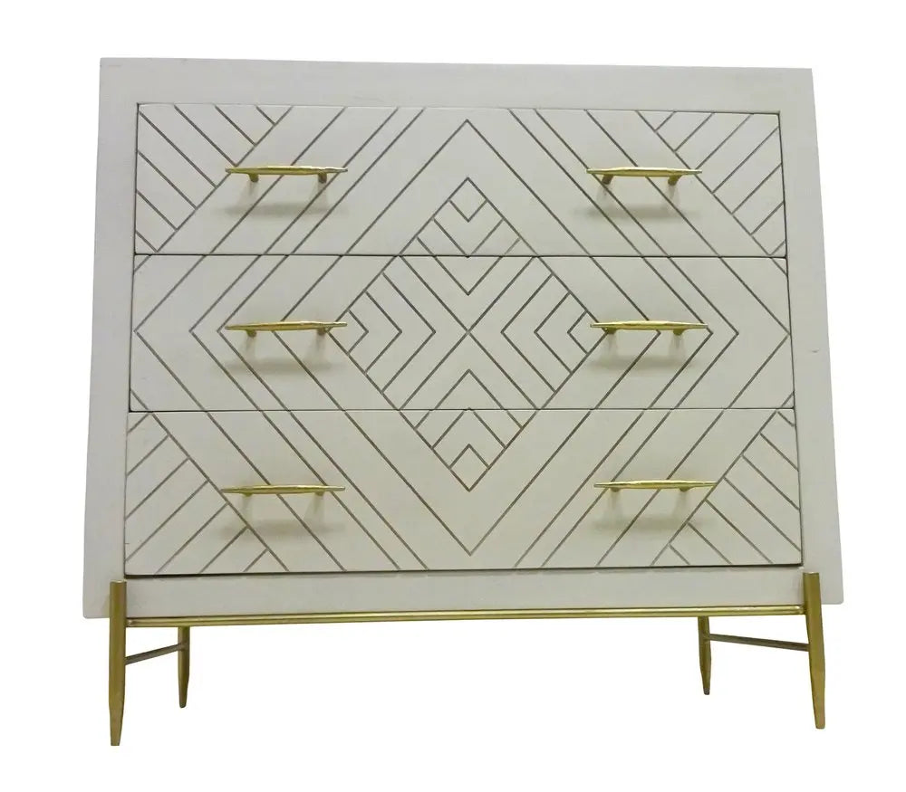 38" Ivory Solid Wood Three Drawer Dresser HomeRoots