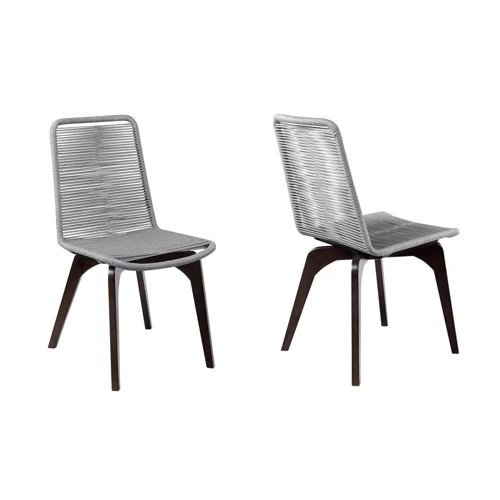 Set of Two 18" Silver Solid Wood Outdoor Dining Chair HomeRoots