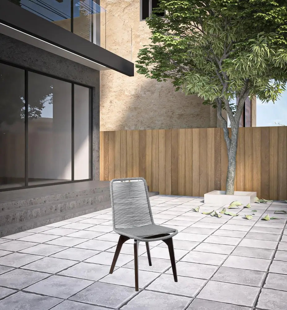 Set of Two 18" Silver Solid Wood Outdoor Dining Chair HomeRoots