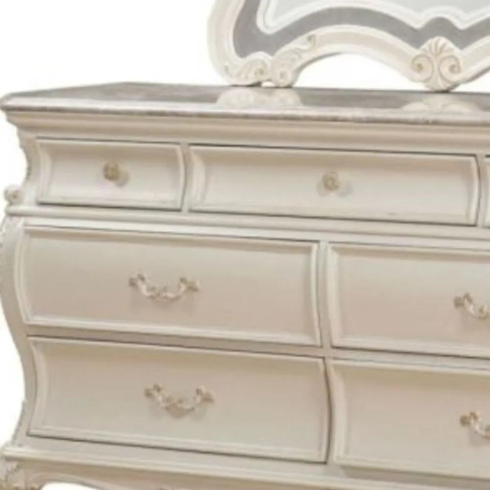 66" Pearl Solid and Manufactured Wood Seven Drawer Triple Dresser HomeRoots