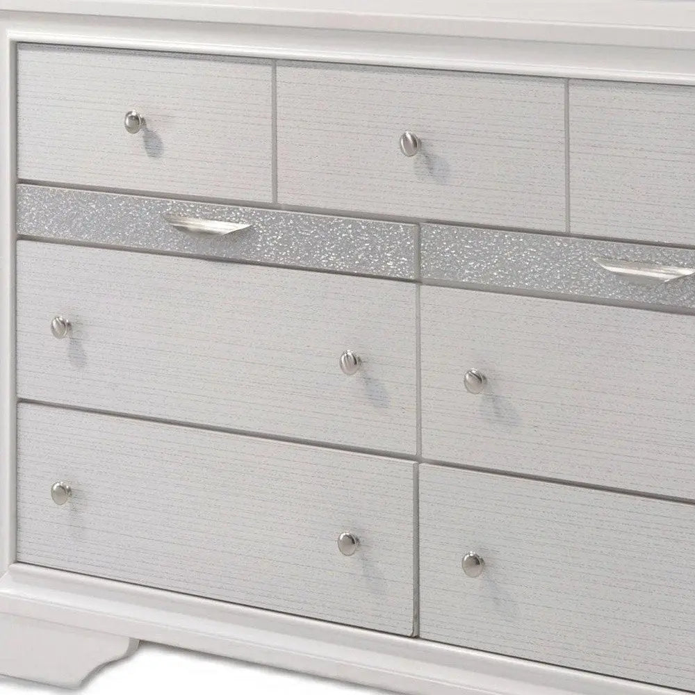 63" White Manufactured Wood Nine Drawer Triple Dresser HomeRoots