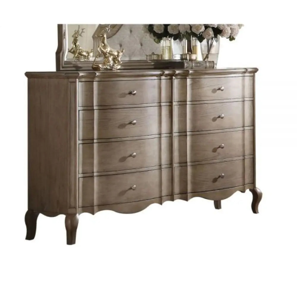 64" Taupe Solid and Manufactured Wood Eight Drawer Double Dresser HomeRoots