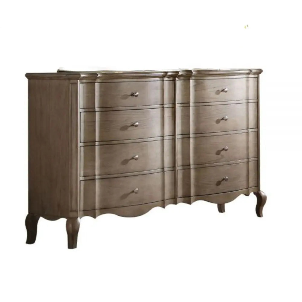64" Taupe Solid and Manufactured Wood Eight Drawer Double Dresser HomeRoots