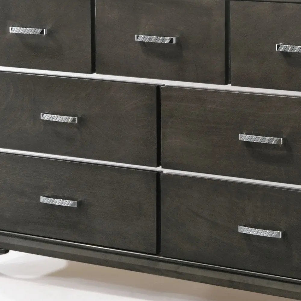 58" Gray Solid and Manufactured Wood Seven Drawer Triple Dresser HomeRoots