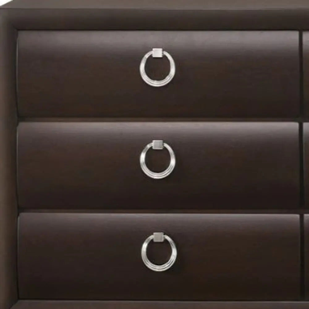 63" Merlot Solid and Manufactured Wood Six Drawer Double Dresser HomeRoots