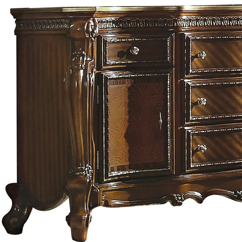 69" Brown Solid and Manufactured Wood Five Drawer Triple Dresser HomeRoots