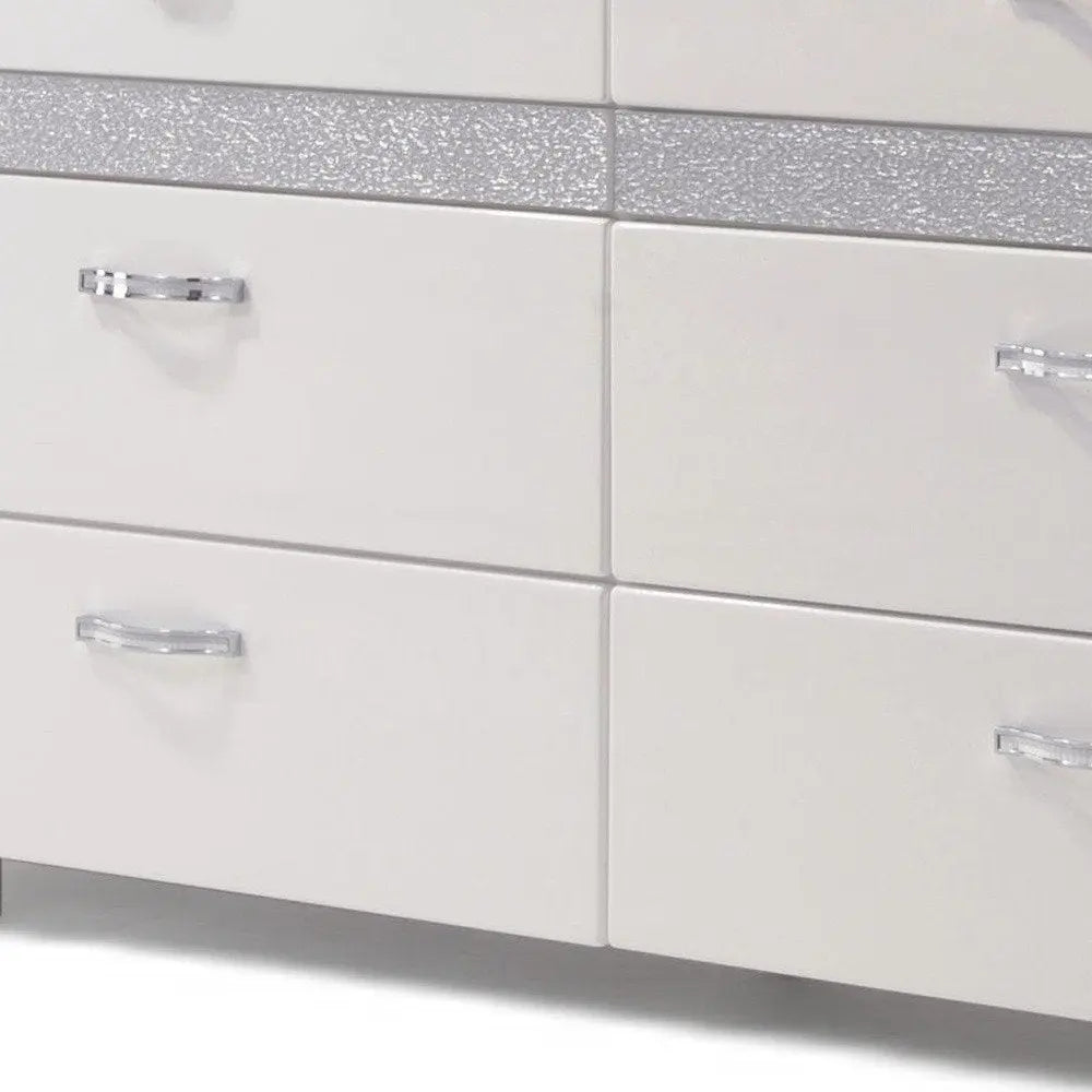 63" White High Gloss Manufactured Wood Eight Drawer Double Dresser HomeRoots