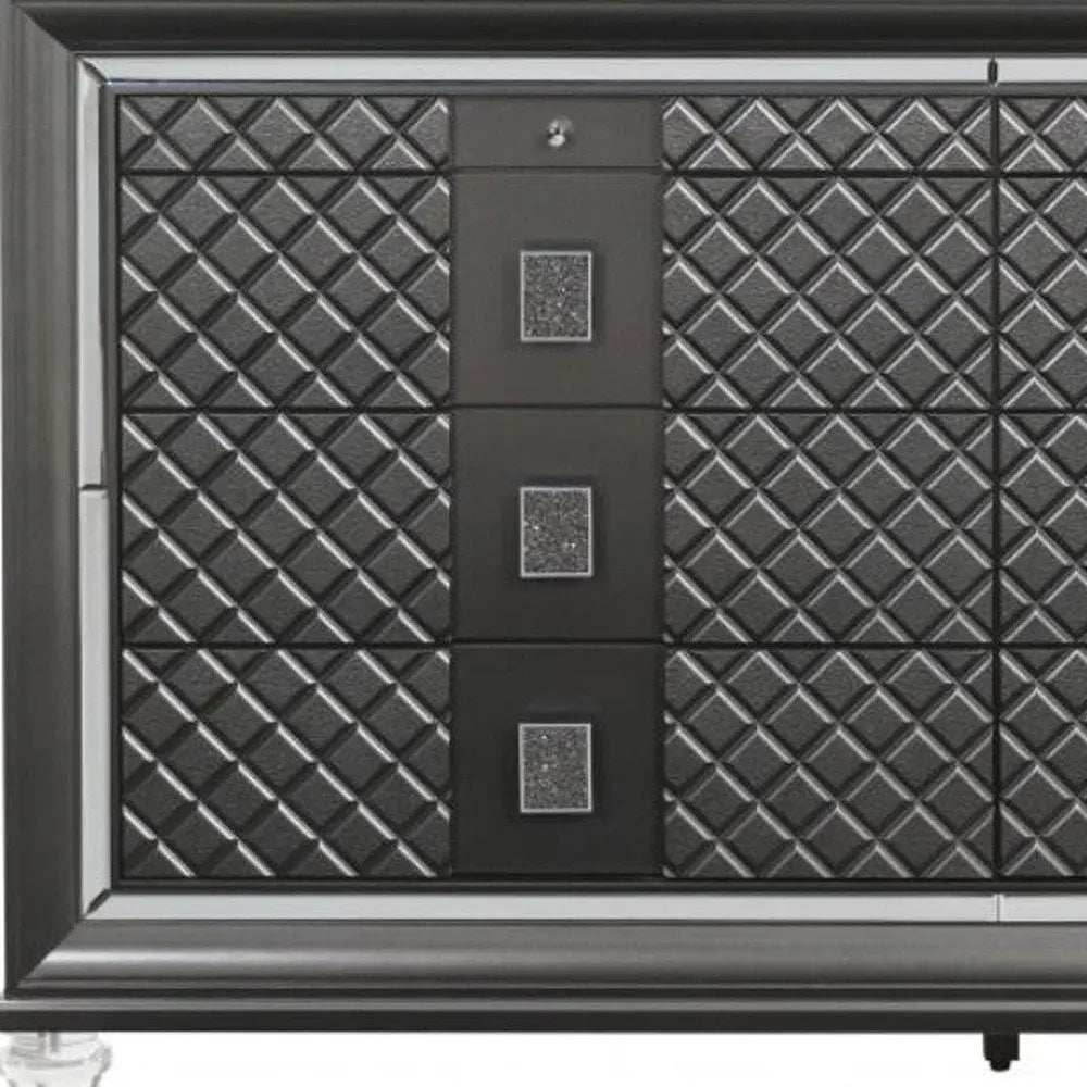 65" Gray Solid and Manufactured Wood Eight Drawer Double Dresser HomeRoots