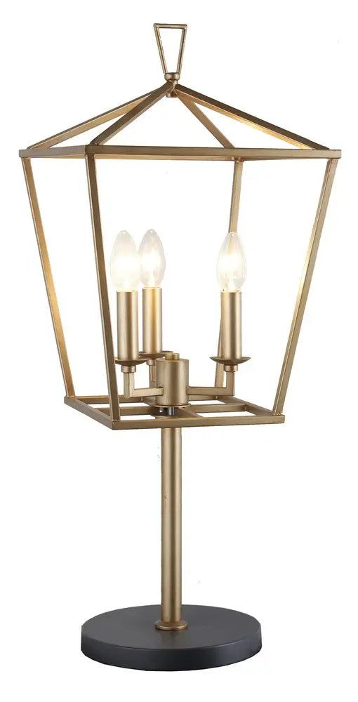 30" Black Iron Three Light Bedside Table Lamp HomeRoots